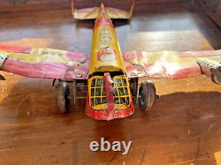 Rare Marx Flying Fortress 2095 Army Plane Tin Litho Wind Up Vintage Toy-3429.23