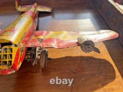 Rare Marx Flying Fortress 2095 Army Plane Tin Litho Wind Up Vintage Toy-3429.23