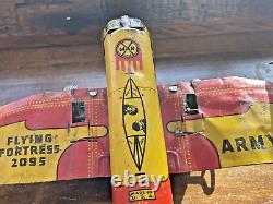 Rare Marx Flying Fortress 2095 Army Plane Tin Litho Wind Up Vintage Toy-3429.23