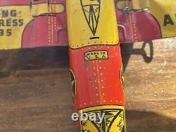 Rare Marx Flying Fortress 2095 Army Plane Tin Litho Wind Up Vintage Toy-3429.23