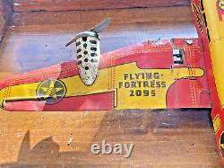 Rare Marx Flying Fortress 2095 Army Plane Tin Litho Wind Up Vintage Toy-3429.23