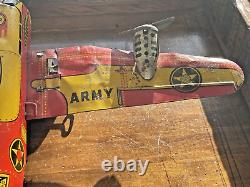 Rare Marx Flying Fortress 2095 Army Plane Tin Litho Wind Up Vintage Toy-3429.23