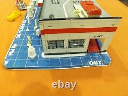 Rare Marx Sears Allstate Service station Tin Toy vintage with Accessories! Look