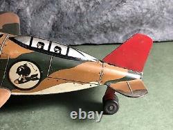 Rare Marx VTG 9 Military Airplane With Bomb Rack Tin Toy Good Condition