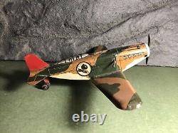 Rare Marx VTG 9 Military Airplane With Bomb Rack Tin Toy Good Condition