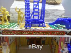 Rare Vintage 1960s Marx Ideal Royal Canadian Mountie Headquarter Play Set Tin LI