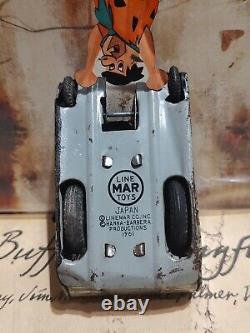 Rare Vintage 1961 LineMar Marx The Flintstones Wind-Up Tin Tank! Fred & Barney