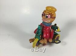 Rare Vintage Marx Nutty Mads Monster Tricycle Tin Toy Wind Up AS IS 1960s