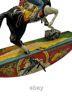 Rare Vintage Marx Range Rider Wind-up Tin Toy With Lasso