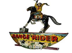 Rare Vintage Marx Range Rider Wind-up Tin Toy With Lasso