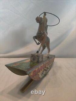 Rare Vintage Marx Range Rider Wind-up Tin Toy With Lasso. Works. Eco Ship, Nice