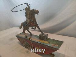 Rare Vintage Marx Range Rider Wind-up Tin Toy With Lasso. Works. Eco Ship, Nice