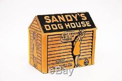 Rare Vintage Marx Sandy's Dog House Orphan Annie's Dog Tin Wind-up Still Works