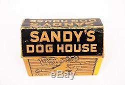 Rare Vintage Marx Sandy's Dog House Orphan Annie's Dog Tin Wind-up Still Works