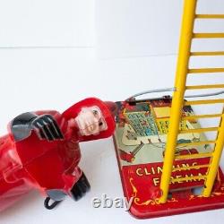 Rare Vintage Marx Smokey Joe The Climbing Fireman Clockwork Windup Tin Toy Works