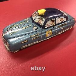 Rare Vintage Marx Tin Friction SCARCE BLUE Dick Tracy Police Squad Car 1949