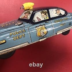 Rare Vintage Marx Tin Friction SCARCE BLUE Dick Tracy Police Squad Car 1949