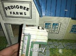 Rare Vintage Marx Toys Pedigree Farm Tin Litho Barn Silo Chicken Coop Happi Time