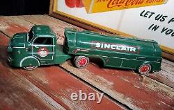 Rare Vintage Tin Marx Toy Sinclair Superflame Fuel Oil Gas Tanker Semi Truck Wow