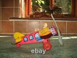 Super Looking Vintage Marx U. S. A Tinplate Airplane Wind Up 1920/30 Tin Litho Toy
