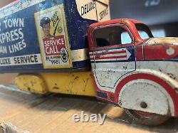 Toy Town Express Van Lines 1950's Vintage Delivery Toy Truck