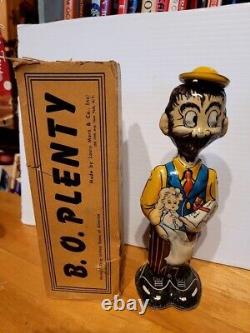 VERY NICE VINTAGE 1930'S MARX TIN WIND UP STANDING B. O. PLENTY with BOX