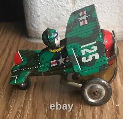 VERY RARE! 1920's Vintage Marx Japan Tin Toy Wind Up Rollover Airplane