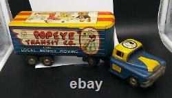 VERY RARE Vintage Popeye Transit Co. Movers Tin Truck Linemar Marx Japan