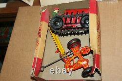 VINTAGE 1920'S MARX MECHANICAL TRACTOR with MOWER IN ORIGINAL BOX