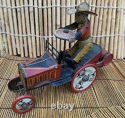 VINTAGE 1920s MARX WHOOPEE TIN WIND-UP COWBOY CAR ORIGINAL CONDITION