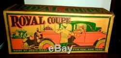 VINTAGE 1930S MARX TIN LITHO ROYAL COUPE ROADSTER TOY COMPL With ORIG BOX EXCEL