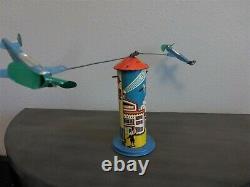 VINTAGE 1930'S MARX SKY HAWK TIN WIND UP AIRPLANE EX Condition + Works Great