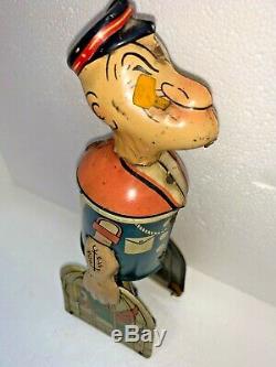 VINTAGE 1930's MARX POPEYE TIN WIND UP TOY w PARROT CAGES Complete Works