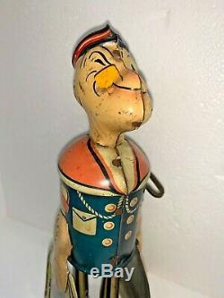 VINTAGE 1930's MARX POPEYE TIN WIND UP TOY w PARROT CAGES Complete Works