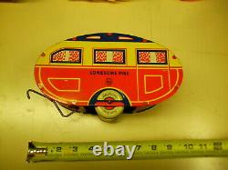 VINTAGE 1930's MARX TIN Toy LITHO WIND-UP STREAMLINED TRAILER LONESOME PINE