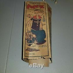 VINTAGE 1930's MARX WALKING POPEYE TIN WINDUP TOY WithPARROT CAGES + BOX, WORKS
