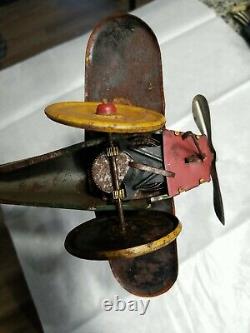 VINTAGE 1930's MARX tin litho toy POPEYE THE PILOT wind up RARE plane airplane