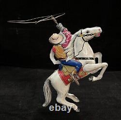 VINTAGE 1938 MARX TIN LITHO WIND UP LONE RANGER on SILVER Works