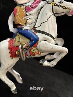 VINTAGE 1938 MARX TIN LITHO WIND UP LONE RANGER on SILVER Works