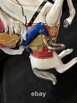 VINTAGE 1938 MARX TIN LITHO WIND UP LONE RANGER on SILVER Works