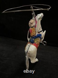 VINTAGE 1938 MARX TIN LITHO WIND UP LONE RANGER on SILVER Works