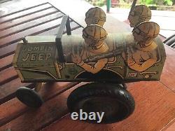 VINTAGE 1940'S MARX TIN LITHO JUMPING JEEP Wind Up