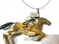 VINTAGE 1940's MARX TIN WIND UP HORSE WITH COWBOY AND LASSO NICE CONDITION LYTHO