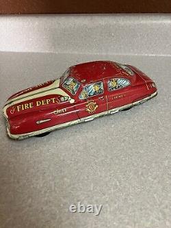 VINTAGE 1950'S MARX TIN FRICTION TOY FIRE CHIEF DEPARTMENT CAR Car #1