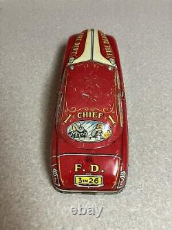VINTAGE 1950'S MARX TIN FRICTION TOY FIRE CHIEF DEPARTMENT CAR Car #1