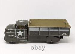 VINTAGE 1950s MARX PRESSED TIN LITHO USA 415733147 ARMY TRUCK 13 3/4 LONG