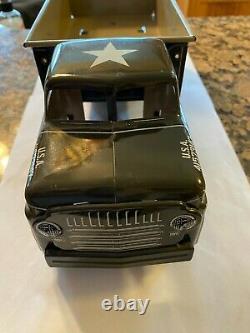VINTAGE 1950s MARX PRESSED TIN LITHO USA 415733147 ARMY TRUCK 13 3/4 LONG