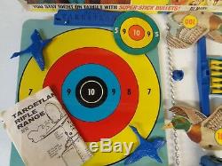 VINTAGE 1960'S MARX TARGETLAND TIN RIFLE TARGET GAME 99% COMPLETE With BOX WORKS