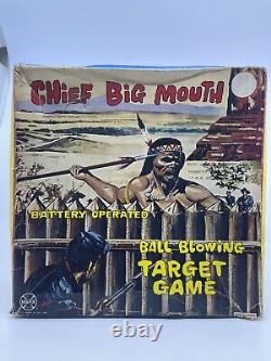 VINTAGE 1960s Marx Japan Chief Big Mouth Indian Tin TARGET GAME Rare w BOX As Is