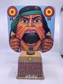 VINTAGE 1960s Marx Japan Chief Big Mouth Indian Tin TARGET GAME Rare w BOX As Is